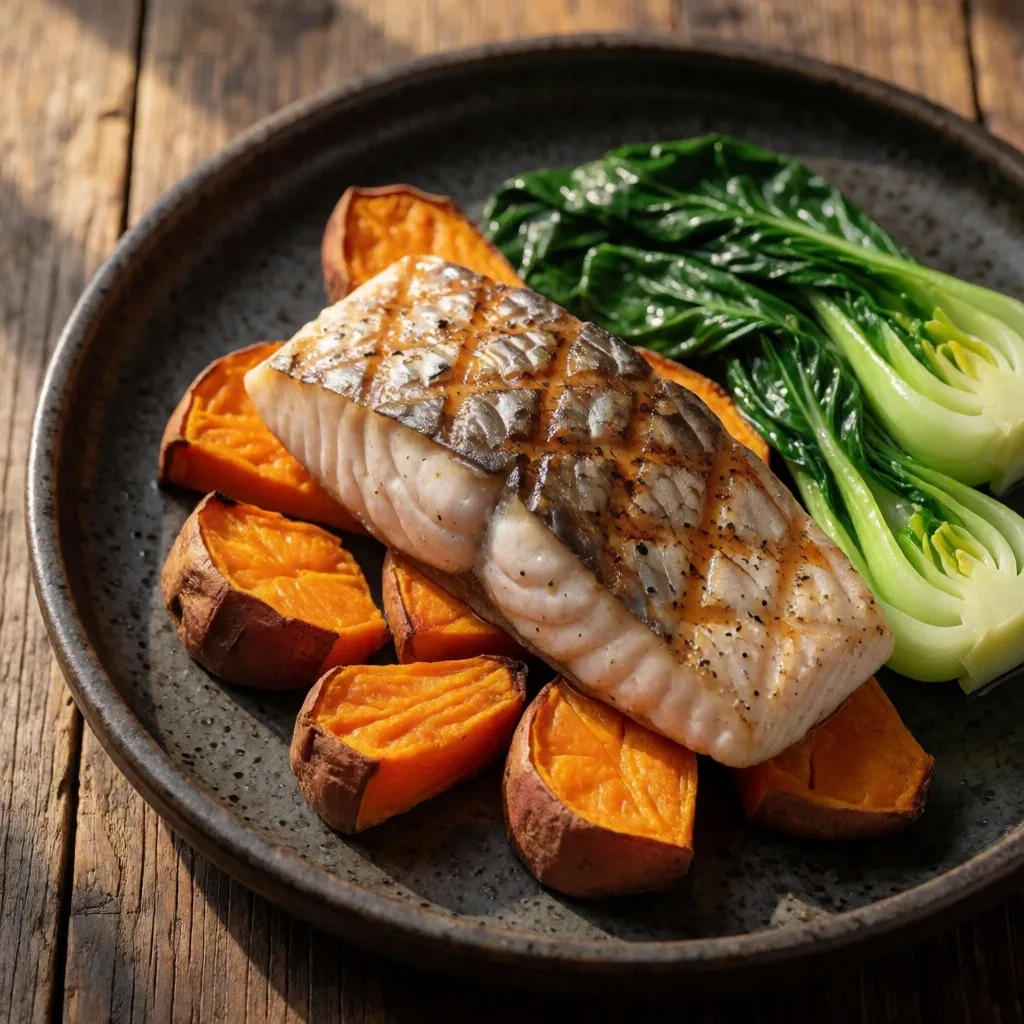 Nutrient-dense meal on a wooden table